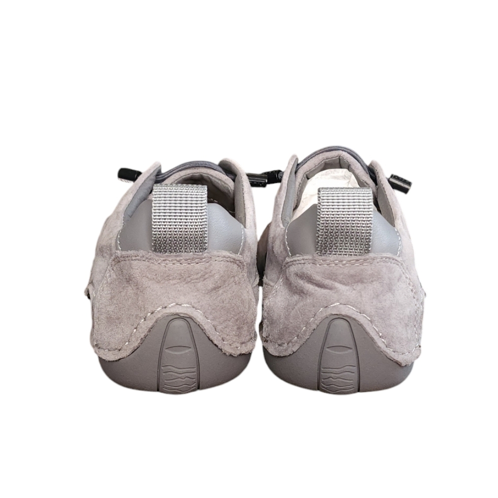 Dbeck Women's Taupe Suede Lace-Up Casual Flats - Picture 2 of 7